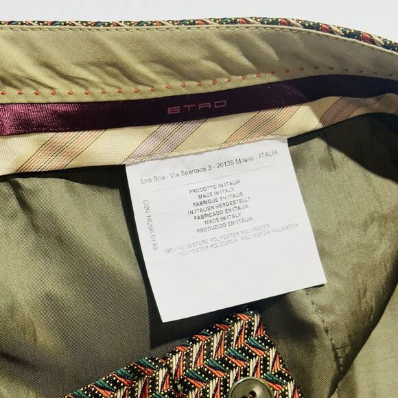 ETRO IT 48/US 12 Straight Leg High Rise Ankle Pants Brown Herringbone NWT $690 - Picture 6 of 10